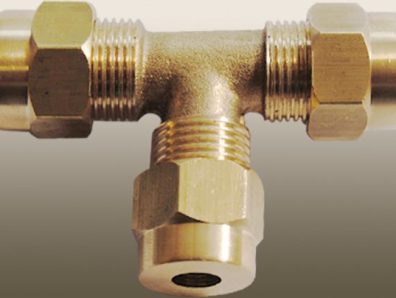 TEE COMPRESSION UNION with BRASS OLİVE
